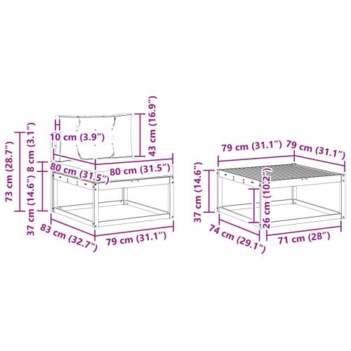 Комплект дивани за открито 9 pcs Натурален и Крема