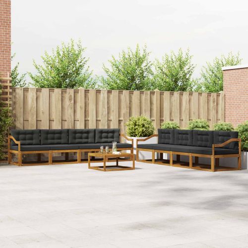 Комплект дивани за открито 9 pcs Натурален и Антрацит