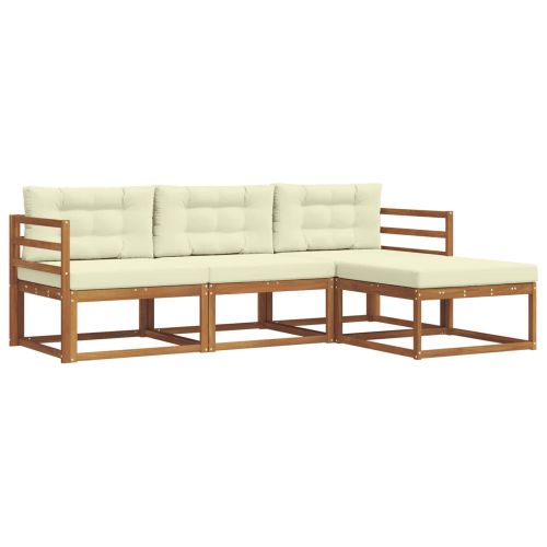 Комплект дивани за открито 4 pcs Натурален и Крема
