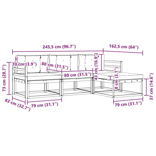 Комплект дивани за открито 4 pcs Натурален и Крема
