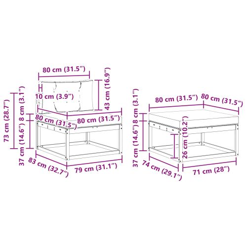 Комплект дивани за открито 4 pcs Натурален и Антрацит