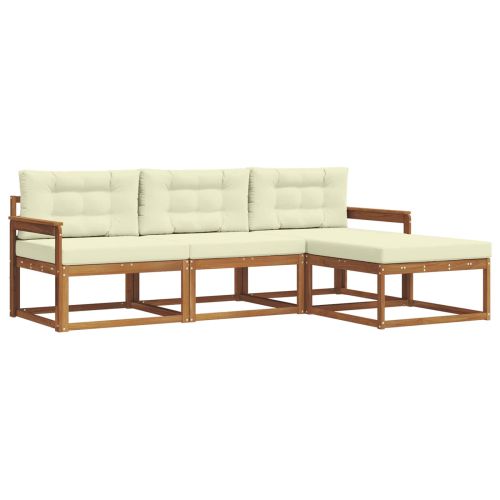 Комплект дивани за открито 4 pcs Натурален и Крема