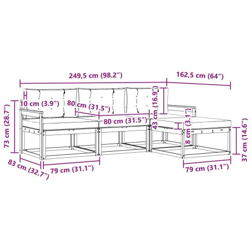Комплект дивани за открито 4 pcs Натурален и Антрацит