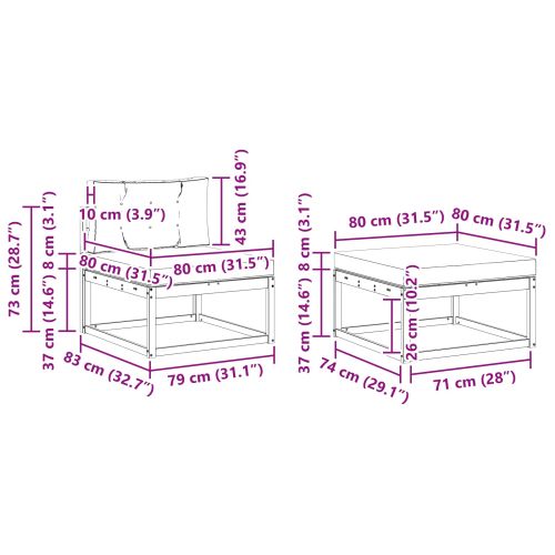 Комплект дивани за открито 4 pcs Натурален и Антрацит