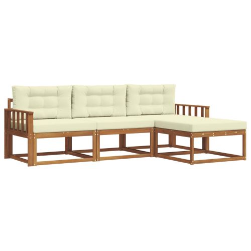 Комплект дивани за открито 4 pcs Натурален и Крема