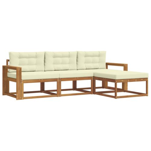 Комплект дивани за открито 4 pcs Натурален и Крема