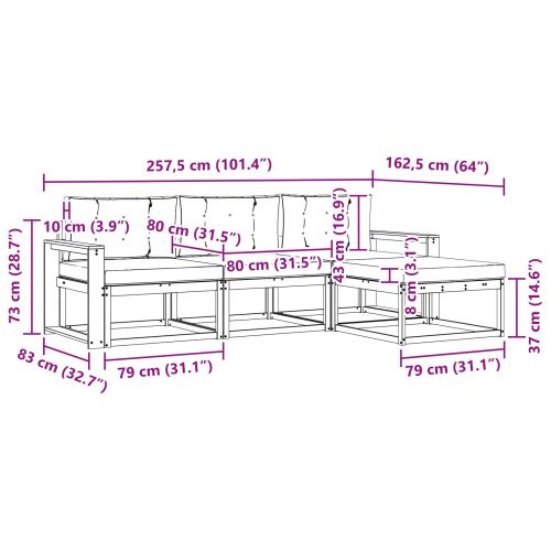 Комплект дивани за открито 4 pcs Натурален и Крема
