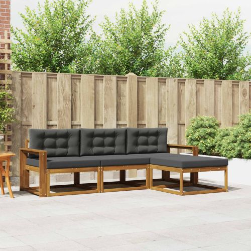 Комплект дивани за открито 4 pcs Натурален и Антрацит