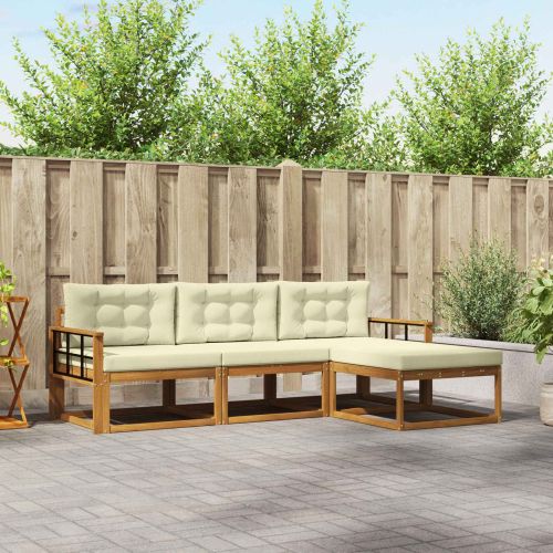 Комплект дивани за открито 4 pcs Натурален и Крема