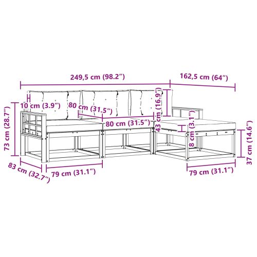 Комплект дивани за открито 4 pcs Натурален и Антрацит
