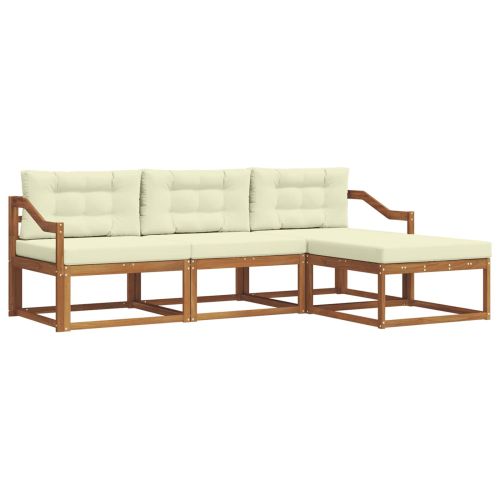 Комплект дивани за открито 4 pcs Натурален и Крема