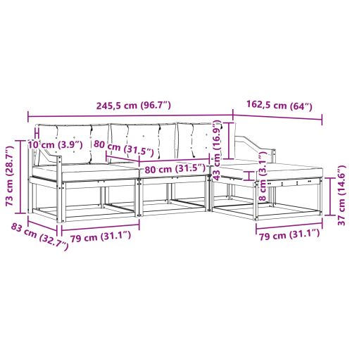 Комплект дивани за открито 4 pcs Натурален и Крема