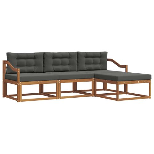 Комплект дивани за открито 4 pcs Натурален и Антрацит