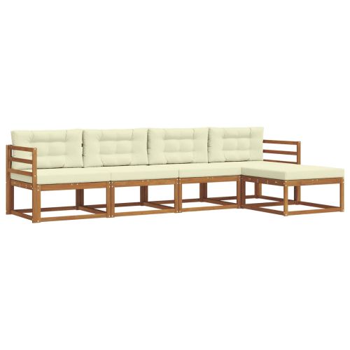 Комплект дивани за открито 5 pcs Натурален и Крема
