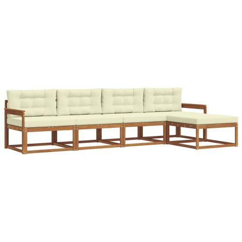 Комплект дивани за открито 5 pcs Натурален и Крема