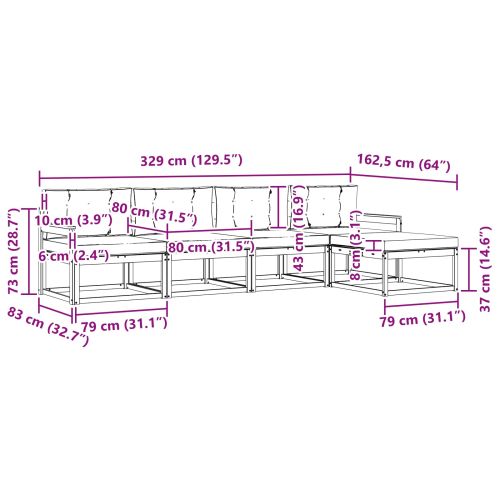 Комплект дивани за открито 5 pcs Натурален и Крема