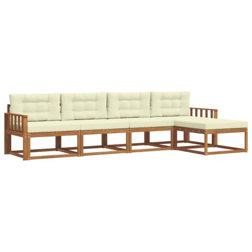 Комплект дивани за открито 5 pcs Натурален и Крема