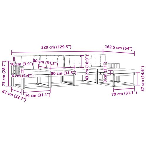 Комплект дивани за открито 5 pcs Натурален и Крема