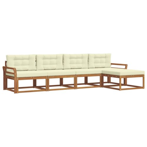 Комплект дивани за открито 5 pcs Натурален и Крема