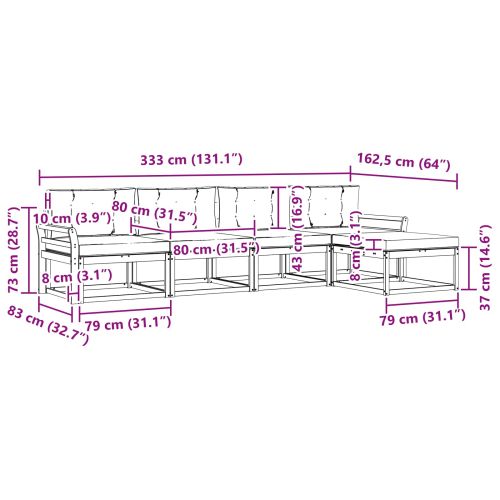 Комплект дивани за открито 5 pcs Натурален и Антрацит