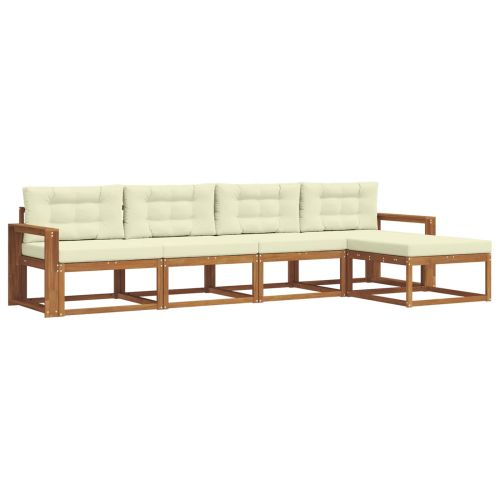 Комплект дивани за открито 5 pcs Натурален и Крема