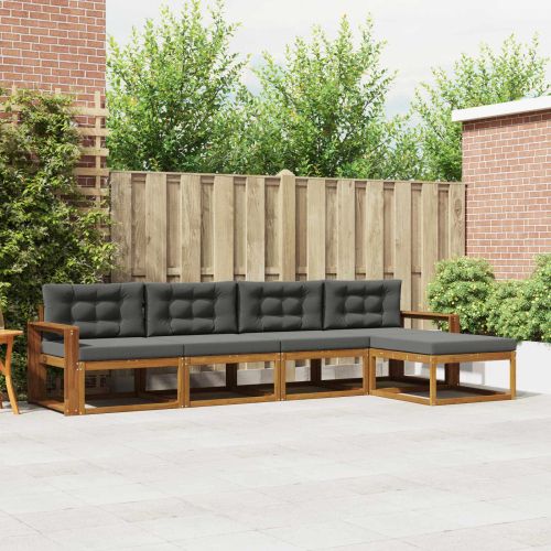 Комплект дивани за открито 5 pcs Натурален и Антрацит