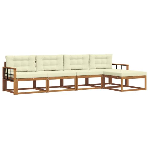 Комплект дивани за открито 5 pcs Натурален и Крема