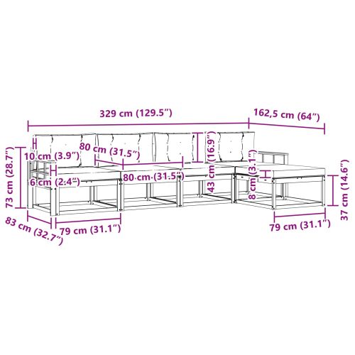Комплект дивани за открито 5 pcs Натурален и Антрацит