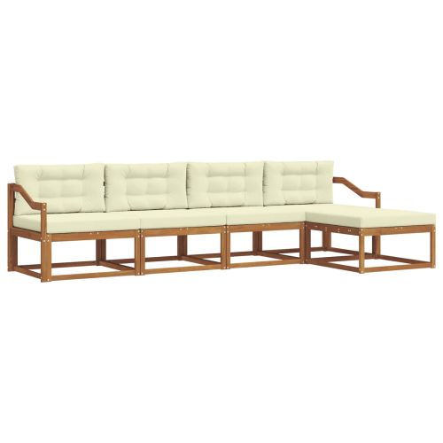 Комплект дивани за открито 5 pcs Натурален и Крема