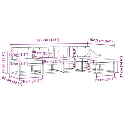 Комплект дивани за открито 5 pcs Натурален и Крема