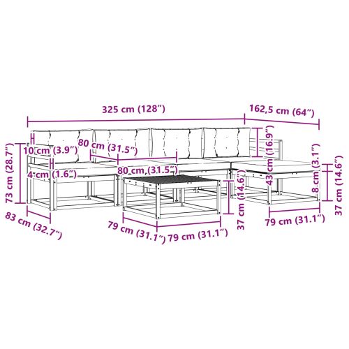 Комплект дивани за открито 6 pcs Натурален и Крема