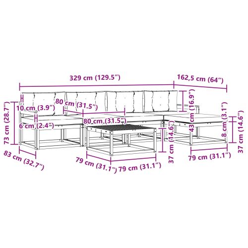 Комплект дивани за открито 6 pcs Натурален и Антрацит