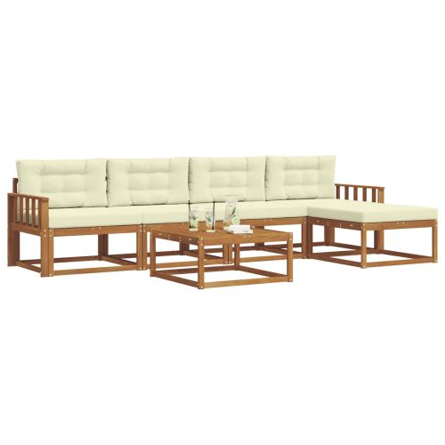 Комплект дивани за открито 6 pcs Натурален и Крема