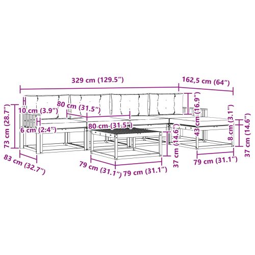 Комплект дивани за открито 6 pcs Натурален и Крема