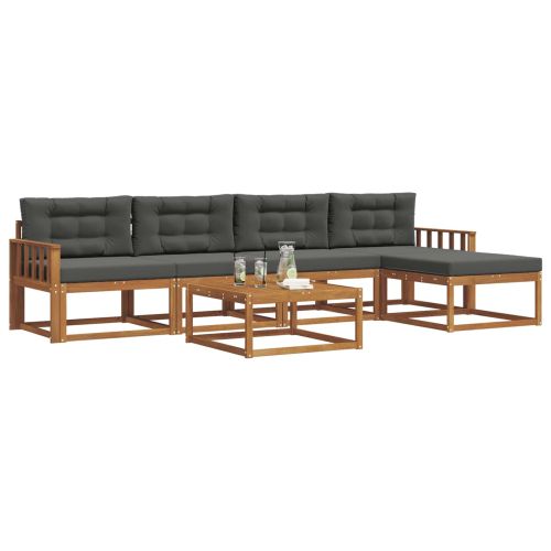 Комплект дивани за открито 6 pcs Натурален и Антрацит