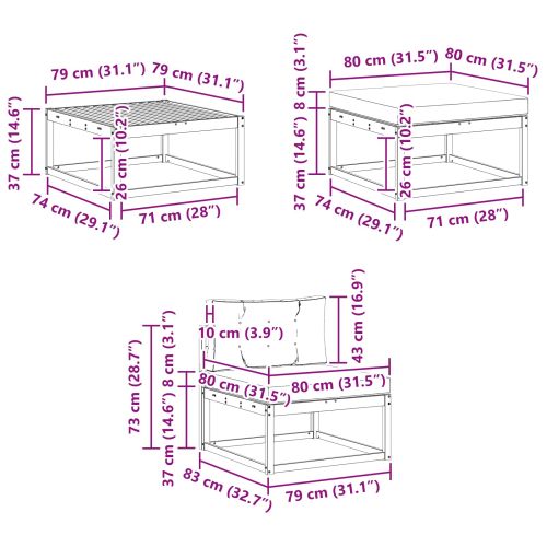 Комплект дивани за открито 6 pcs Натурален и Антрацит