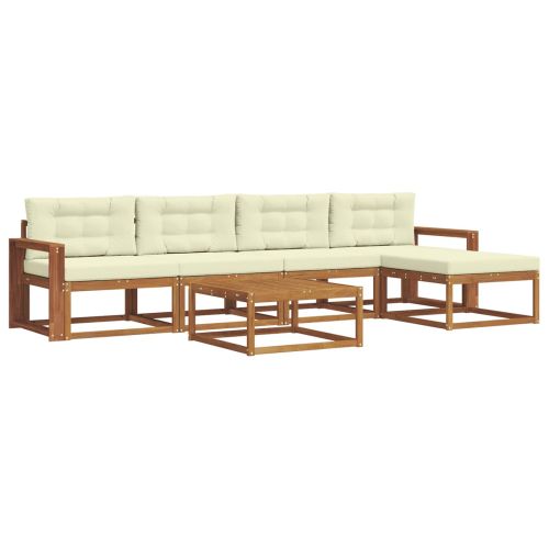 Комплект дивани за открито 6 pcs Натурален и Крема