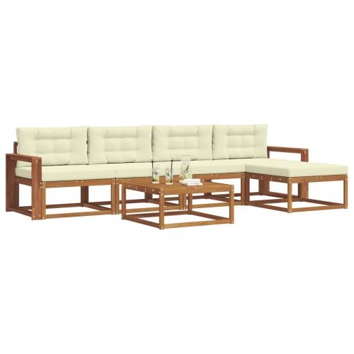 Комплект дивани за открито 6 pcs Натурален и Крема