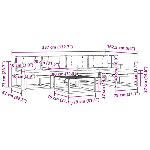 Комплект дивани за открито 6 pcs Натурален и Крема
