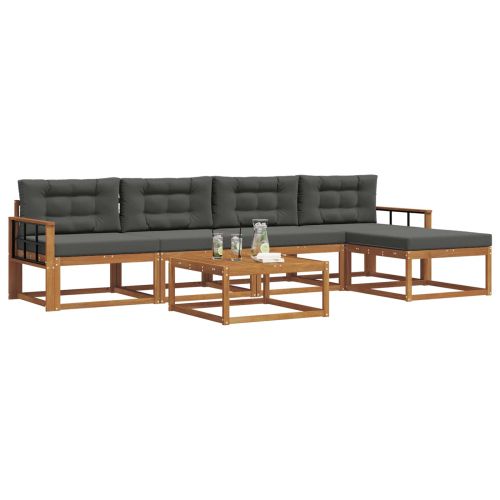 Комплект дивани за открито 6 pcs Натурален и Антрацит