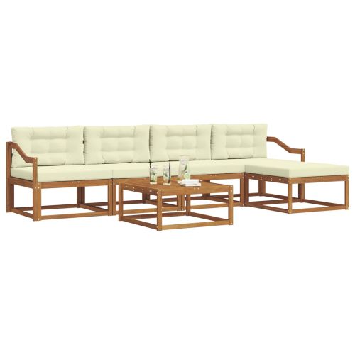 Комплект дивани за открито 6 pcs Натурален и Крема