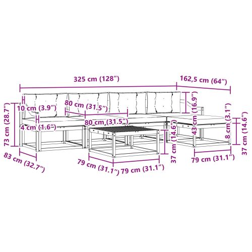 Комплект дивани за открито 6 pcs Натурален и Антрацит