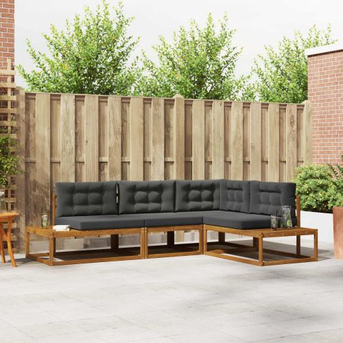 Комплект дивани за открито 4 Брой Натурален и Антрацит