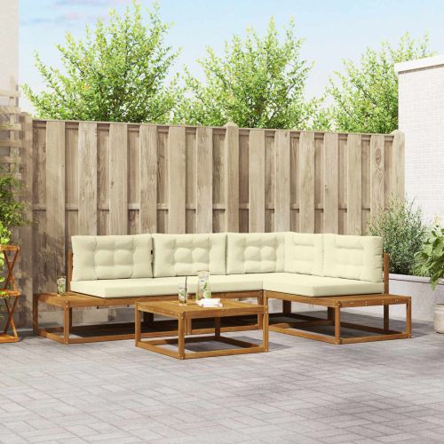 Комплект дивани за открито 5 Брой Натурален и Крема