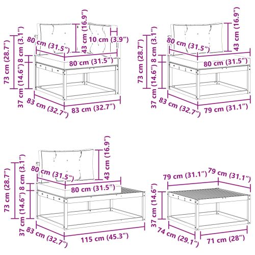 Комплект дивани за открито 5 Брой Натурален и Антрацит