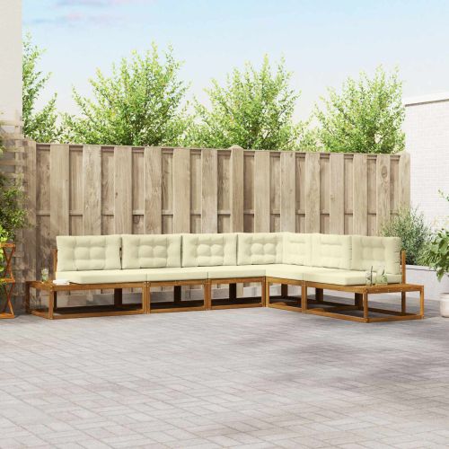 Комплект дивани за открито 6 Брой Натурален и Крема