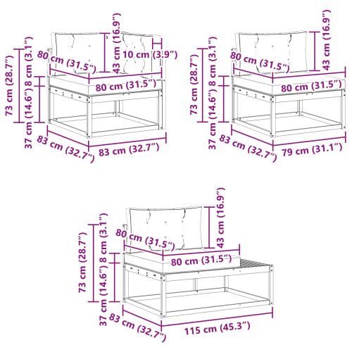 Комплект дивани за открито 6 Брой Натурален и Крема