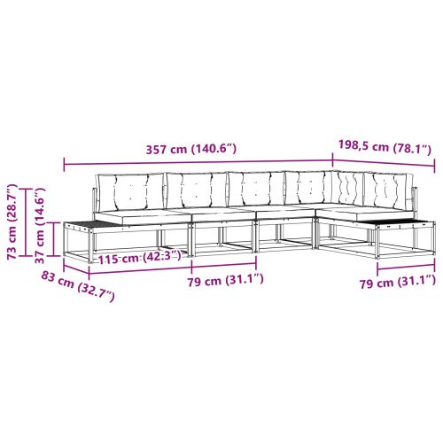 Комплект дивани за открито 6 Брой Натурален и Антрацит