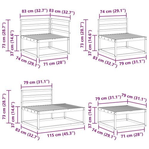 Комплект дивани за открито 7 Брой Естествен