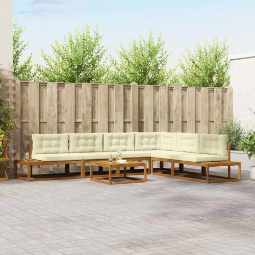 Комплект дивани за открито 7 Брой Натурален и Крема